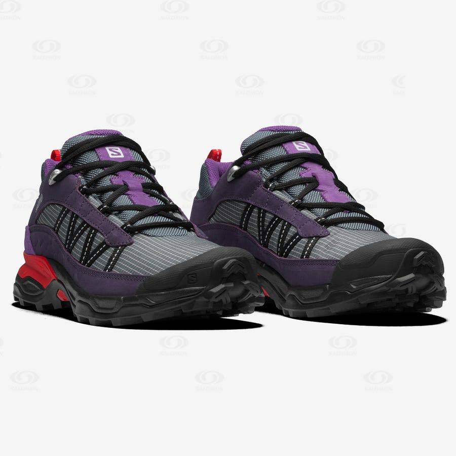 Salomon SHELTER LOW LEATHER Women's Sneakers Grey / Purple | AU-N1589