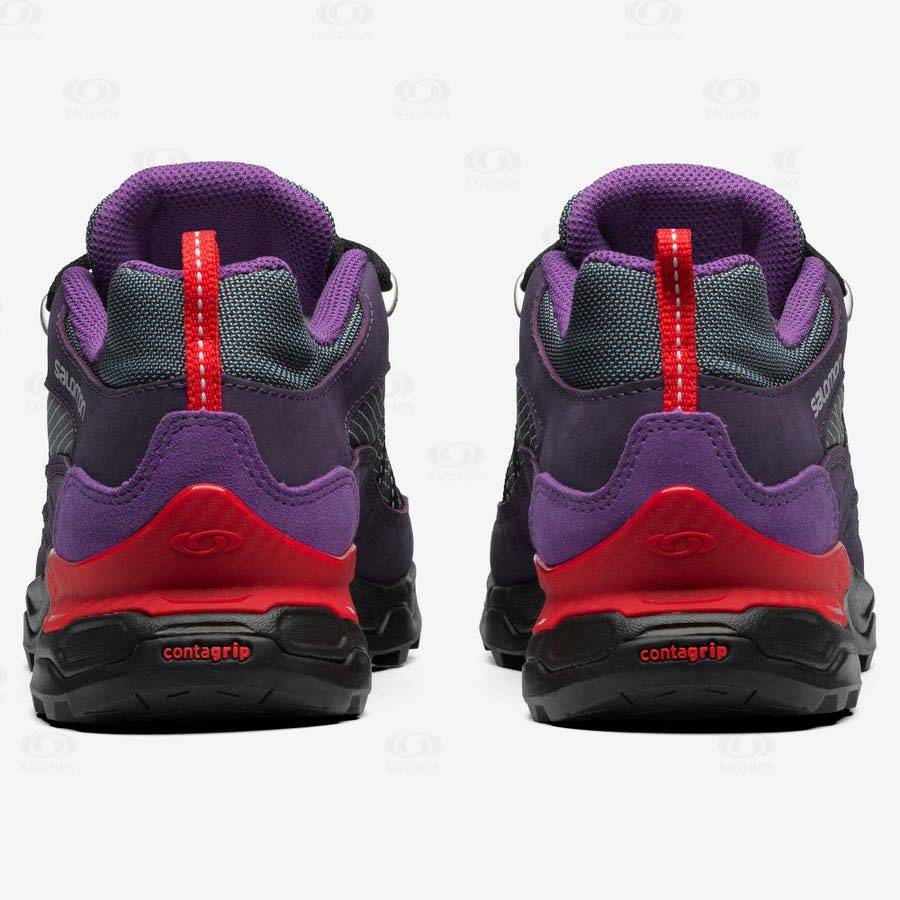 Salomon SHELTER LOW LEATHER Women's Sneakers Grey / Purple | AU-N1589