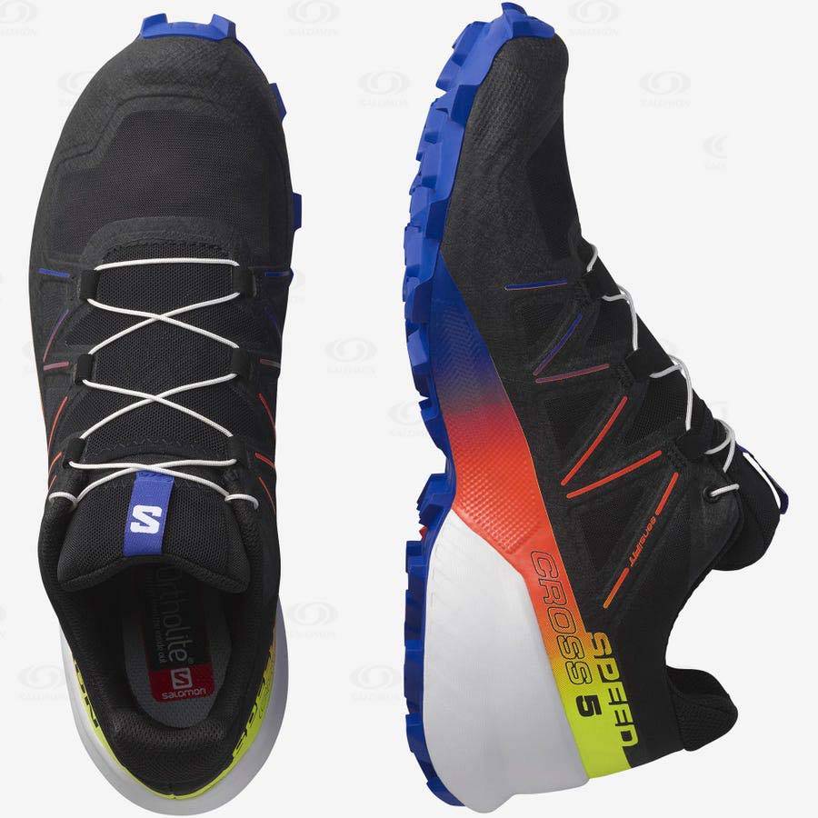 Salomon SPEEDCROSS 5 RACING PACK Men's Trail Running Shoes Black / Blue | AU-L1711