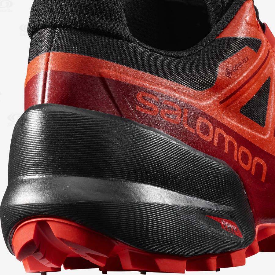 Salomon SPIKECROSS 5 GORE-TEX Men's Trail Running Shoes Black / Red | AU-S2101