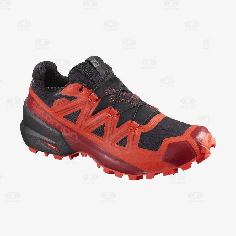 Salomon SPIKECROSS 5 GORE-TEX Men\'s Trail Running Shoes Black / Red | AU-S2101