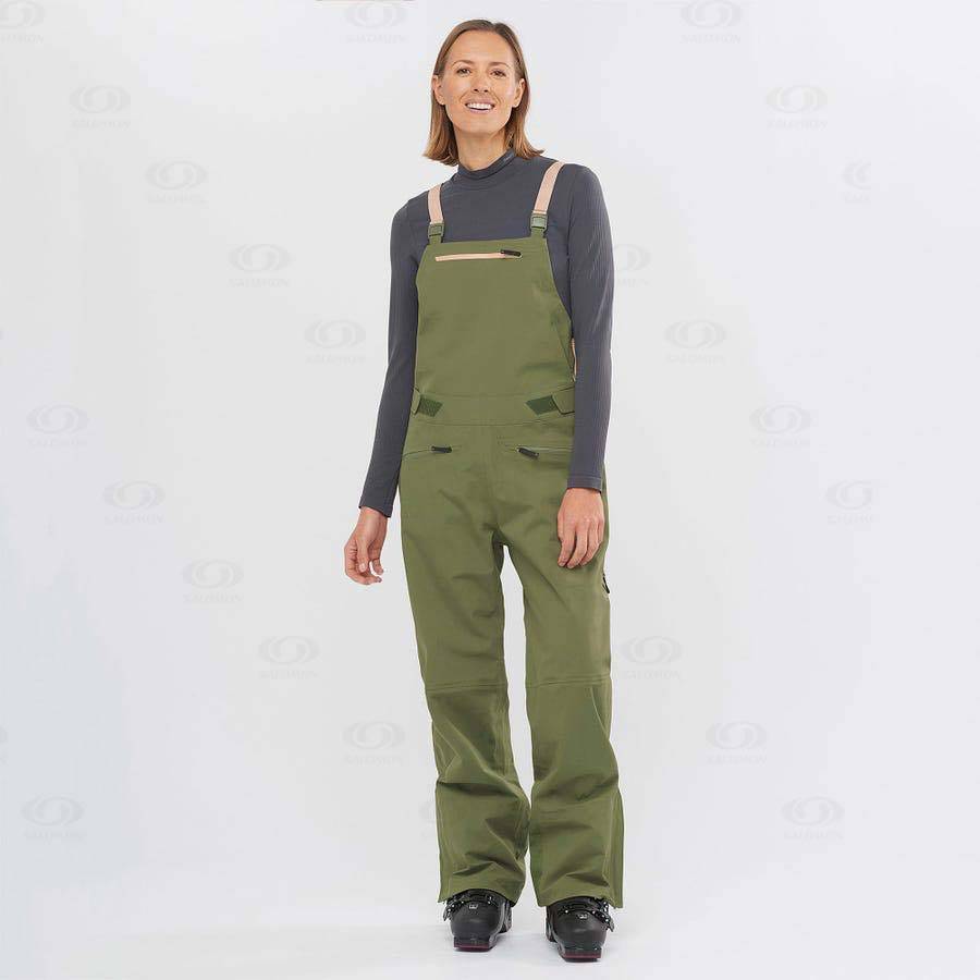 Salomon STANCE 3L BIB Women's Ski Pants Olive | AU-W1440