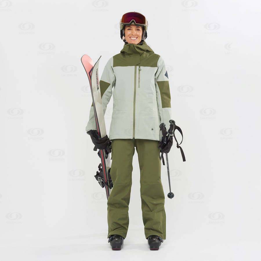 Salomon STANCE 3L BIB Women's Ski Pants Olive | AU-W1440