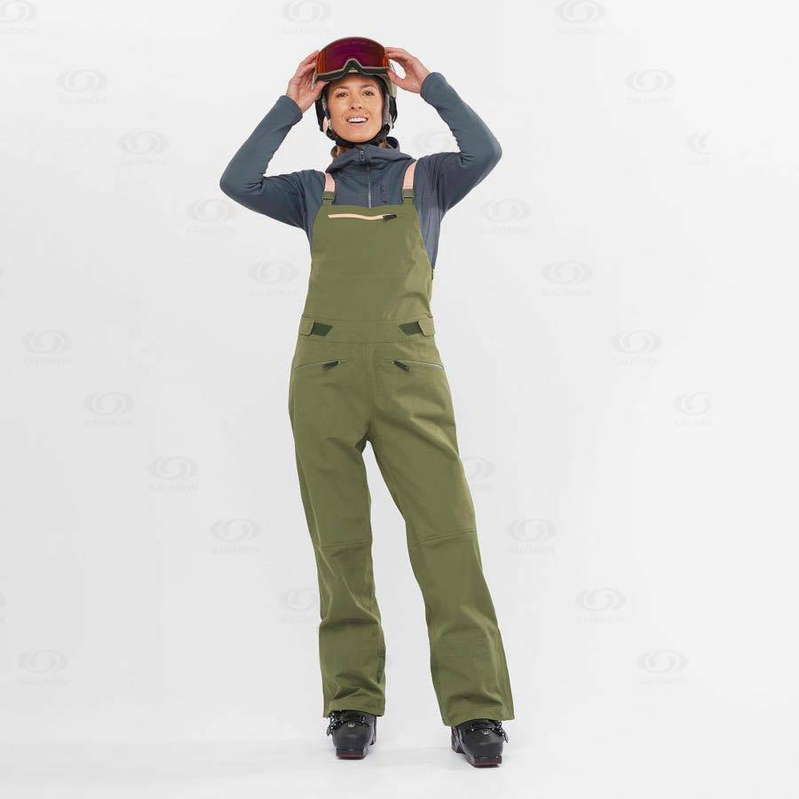 Salomon STANCE 3L BIB Women's Ski Pants Olive | AU-W1440