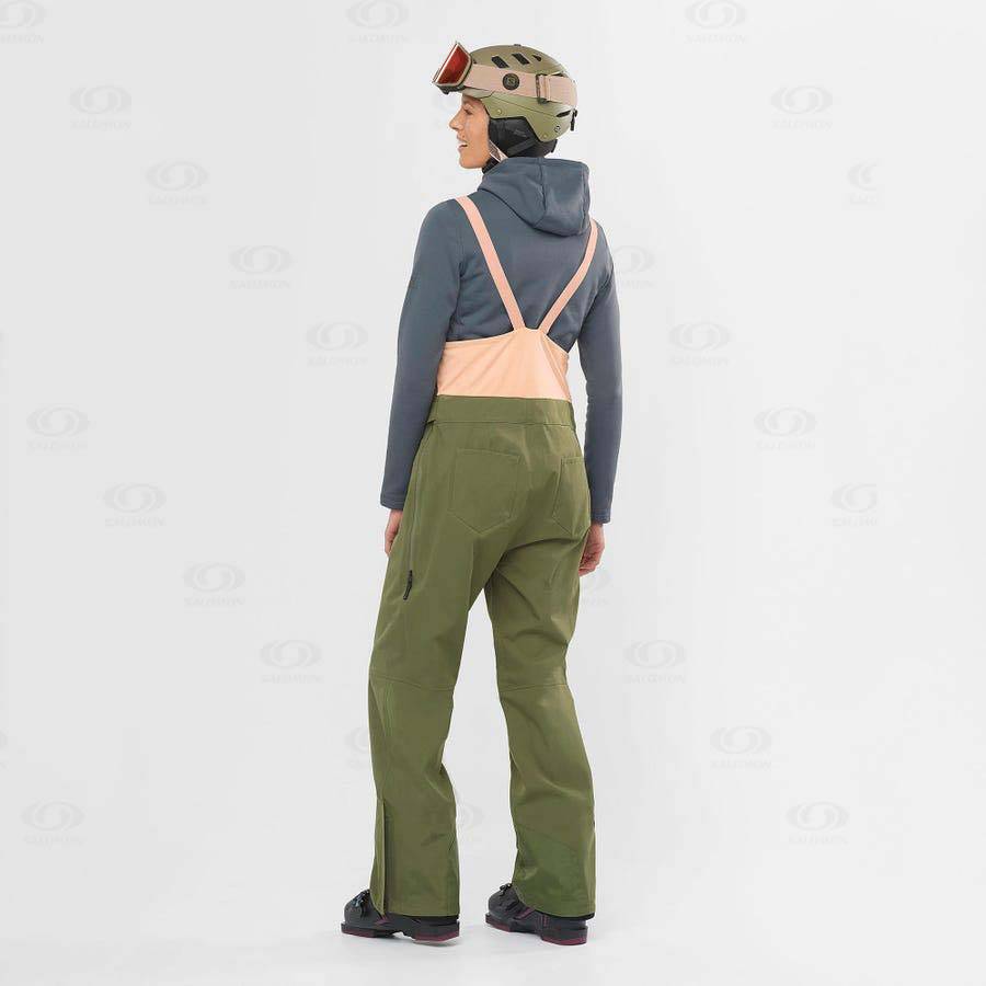 Salomon STANCE 3L BIB Women's Ski Pants Olive | AU-W1440