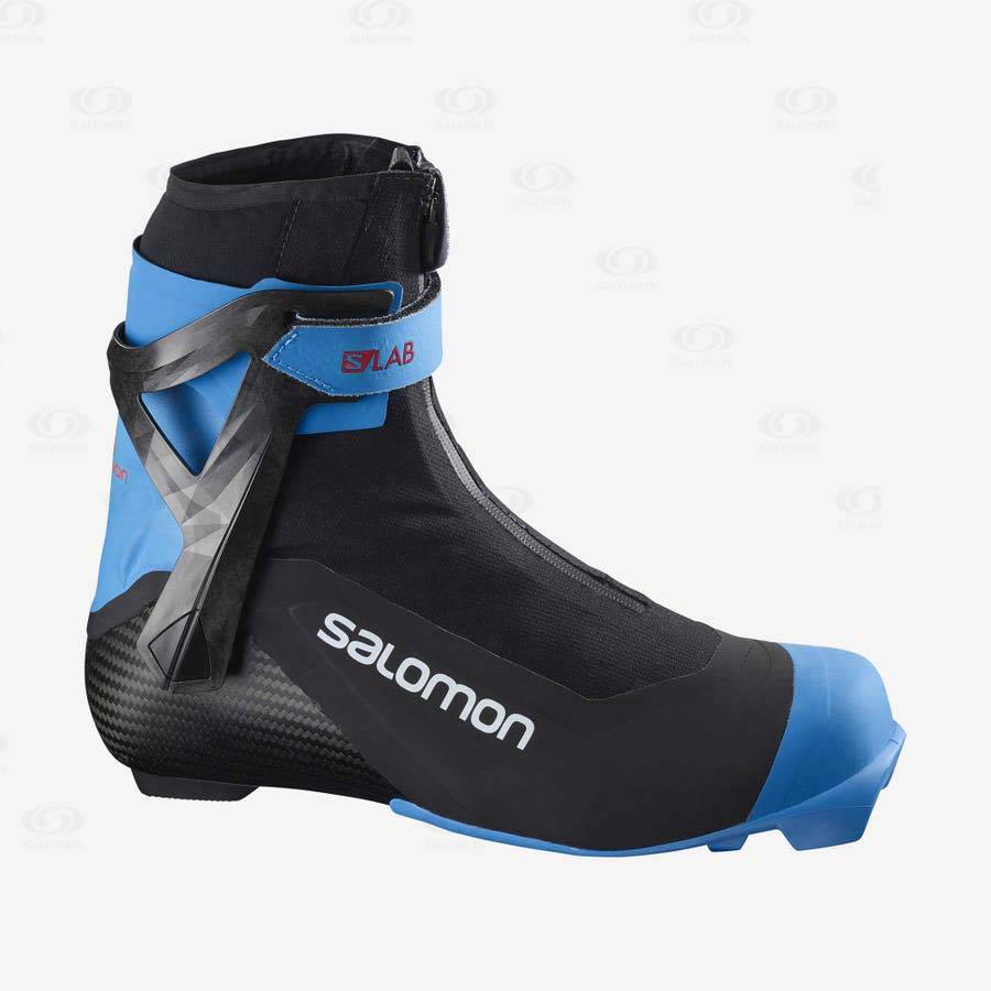 Salomon S/LAB CARBON SKATE PROLINK Women\'s Ski Boots Black / Blue | AU-S1044