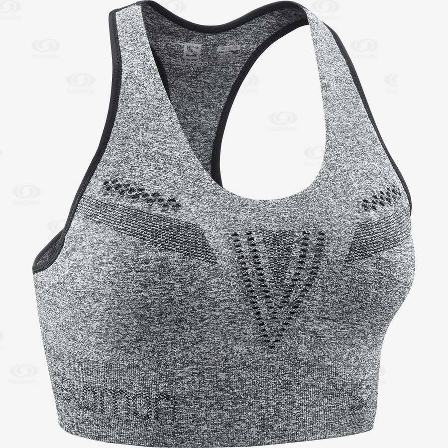 Salomon Sports Bras ESSENTIAL MOVE ON SEAMLESS Women's Sports Bras Grey | AU-O1194