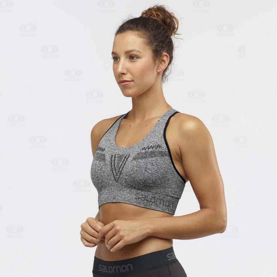 Salomon Sports Bras ESSENTIAL MOVE ON SEAMLESS Women's Sports Bras Grey | AU-O1194