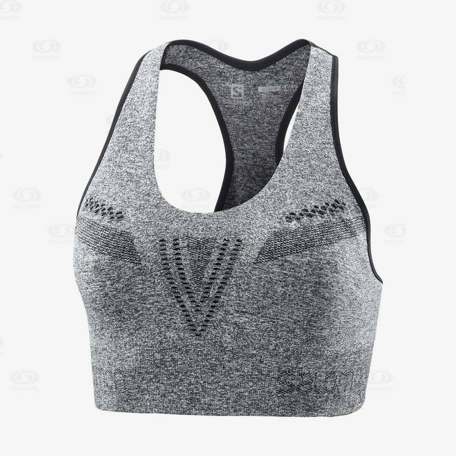 Salomon Sports Bras ESSENTIAL MOVE ON SEAMLESS Women\'s Sports Bras Grey | AU-O1194