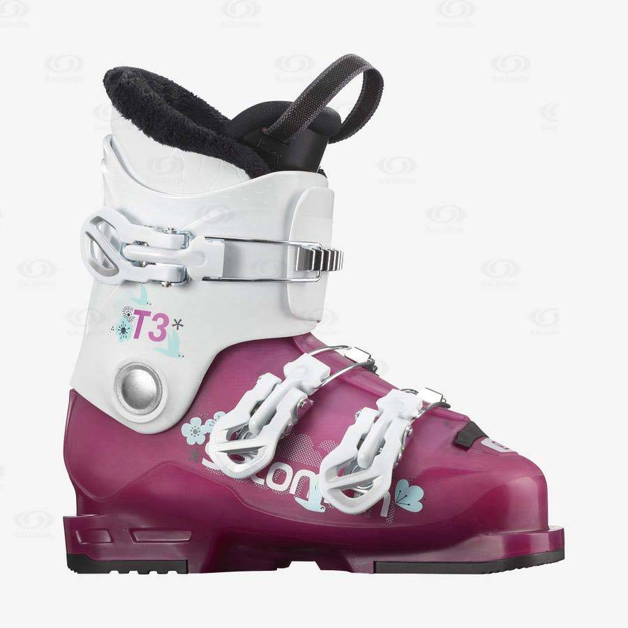 Salomon T3 RT GIRLY Kids\' Ski Boots Purple / White | AU-O2351