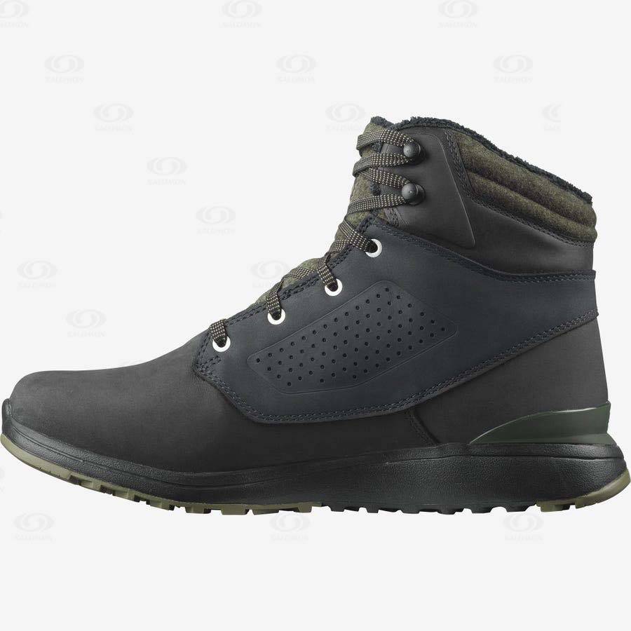 Salomon UTILITY WINTER CLIMASALOMON™ WATERPROOF Men's Winter Boots Black / Green | AU-S2227