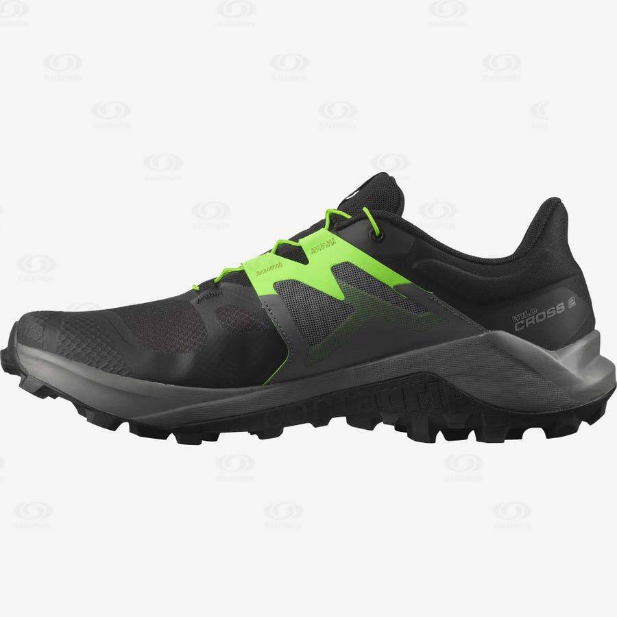 Salomon WILDCROSS 2 Men's Trail Running Shoes Black / Green | AU-O1397