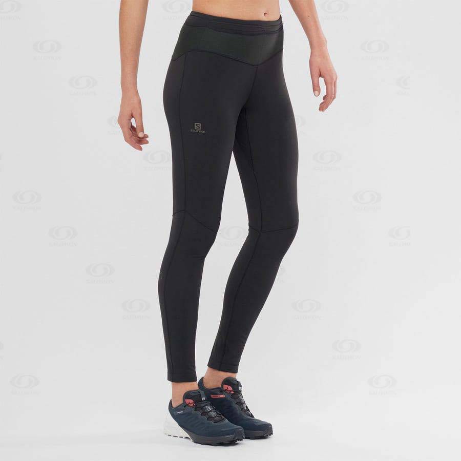 Salomon XA WARM Women's Running Tights Black / Black | AU-M1601