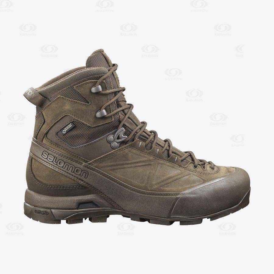 Salomon X ALP GORE-TEX FORCES Men\'s Tactical Boots Brown | AU-M1853