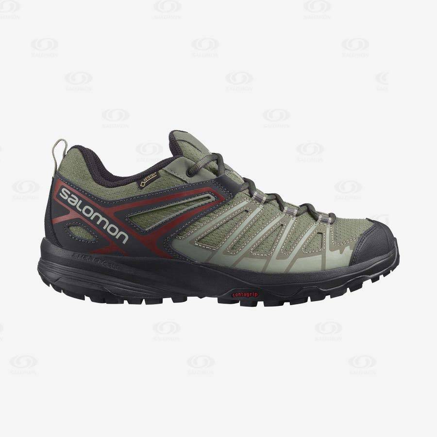 Salomon X CREST GORE-TEX Men\'s Hiking Shoes Olive | AU-N1218