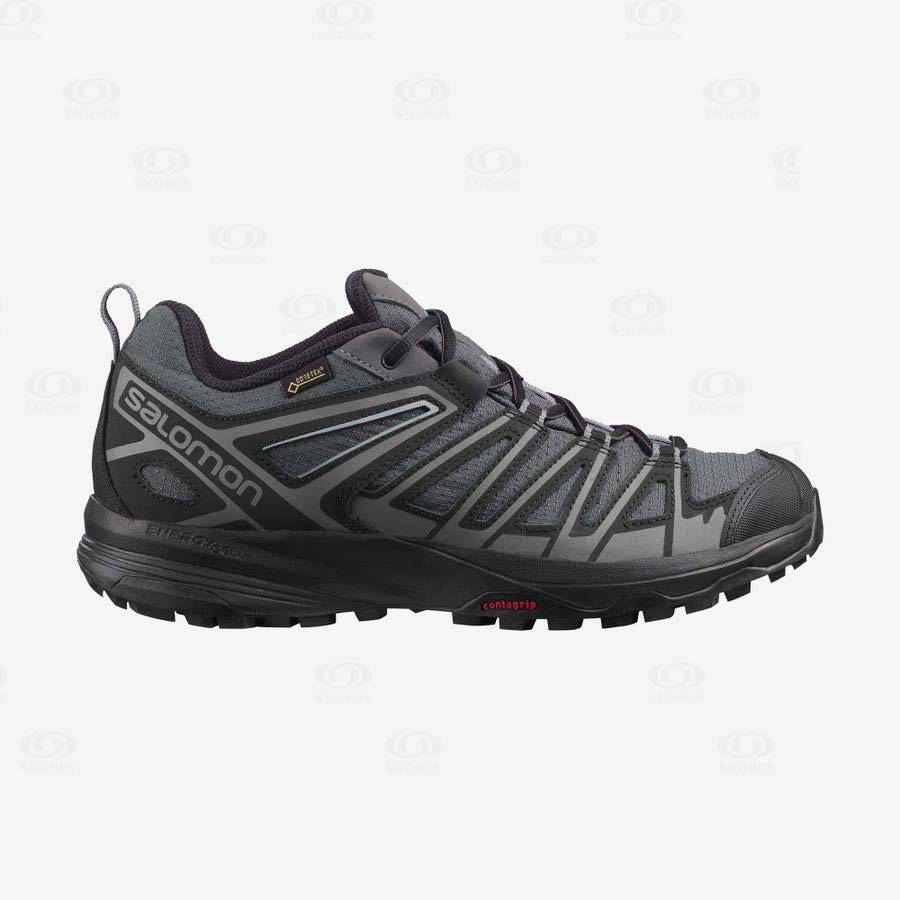 Salomon X CREST GORE-TEX Men\'s Hiking Shoes Black | AU-S1443