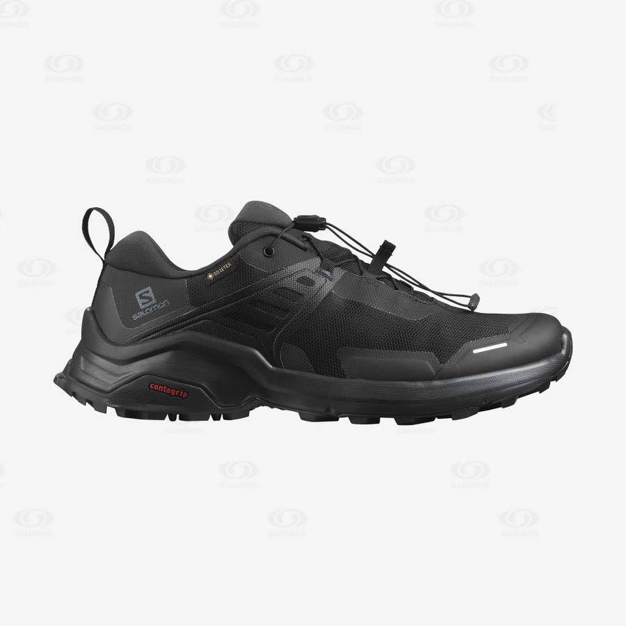 Salomon X RAISE GORE-TEX Men\'s Hiking Shoes Black / Black | AU-W1870