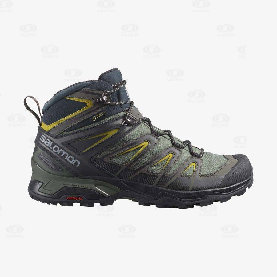 Salomon X ULTRA 3 MID GORE-TEX Men\'s Hiking Boots Olive | AU-L2488