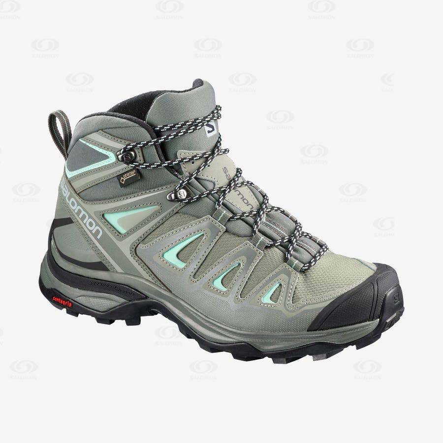 Salomon X ULTRA 3 MID GORE-TEX Women\'s Hiking Boots Olive | AU-N1792