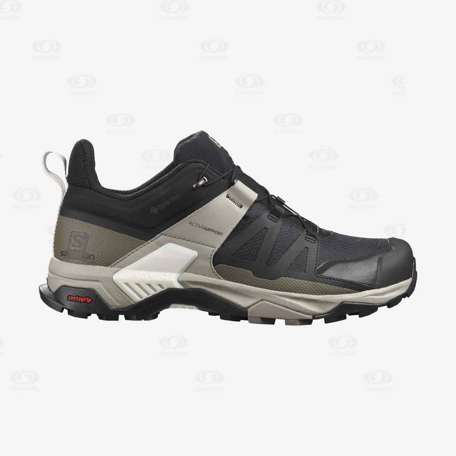 Salomon X ULTRA 4 GORE-TEX Men\'s Hiking Shoes Grey / Black / Green | AU-M1405