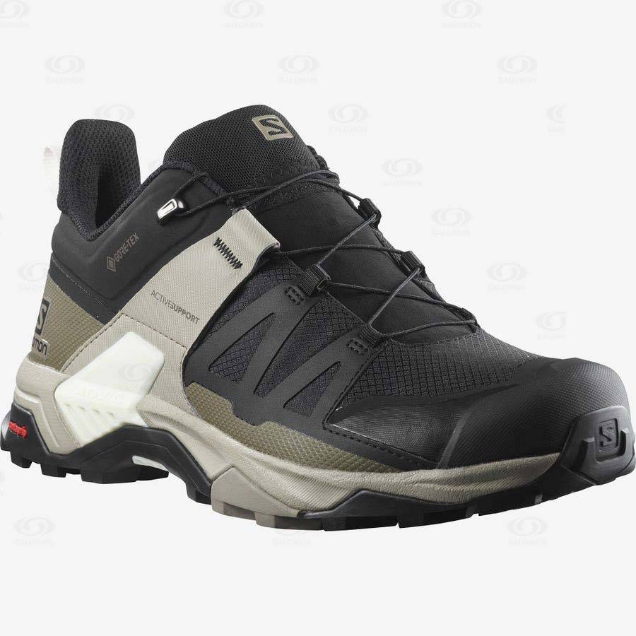 Salomon X ULTRA 4 GORE-TEX Men's Waterproof Shoes Grey / Black / Green | AU-N2121