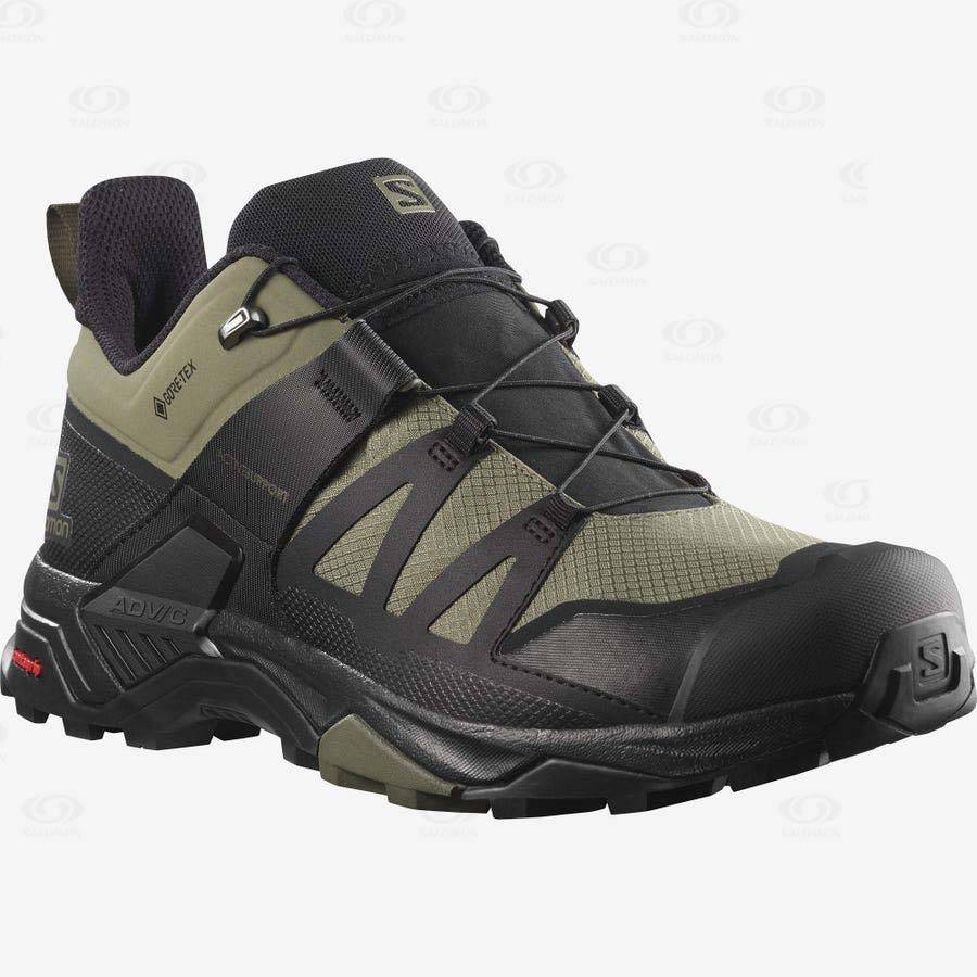 Salomon X ULTRA 4 GORE-TEX Men's Waterproof Shoes Olive / Black | AU-S1646