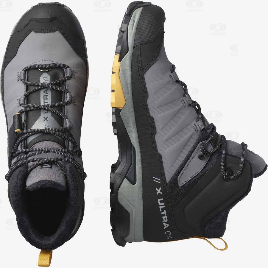 Salomon X ULTRA 4 MID WINTER THINSULATE™ CLIMASALOMON™ WATERPROOF Men's Winter Boots Black / Grey | AU-A1381