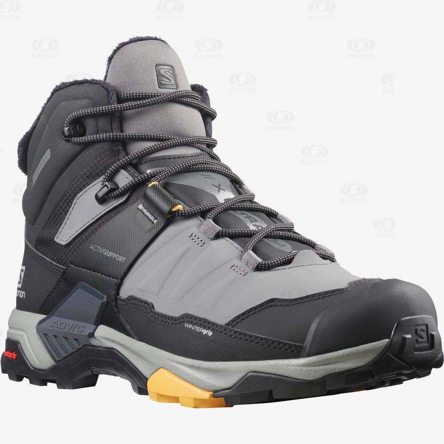 Salomon X ULTRA 4 MID WINTER THINSULATE™ CLIMASALOMON™ WATERPROOF Men's Winter Boots Black / Grey | AU-A1381