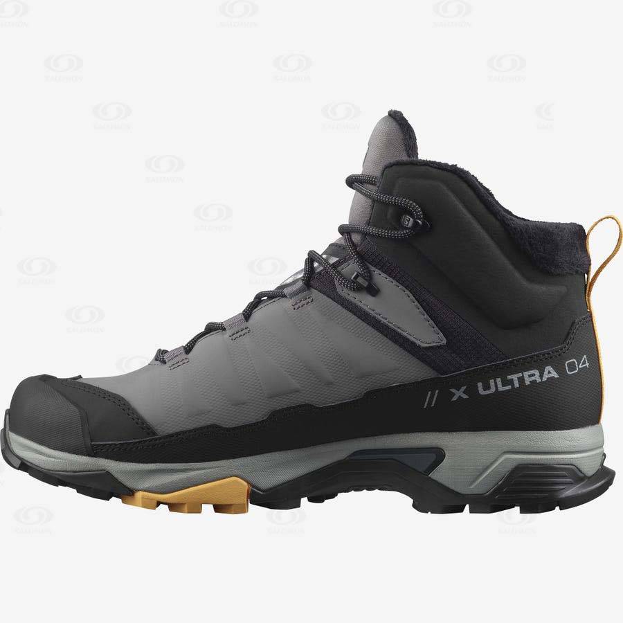 Salomon X ULTRA 4 MID WINTER THINSULATE™ CLIMASALOMON™ WATERPROOF Men's Winter Boots Black / Grey | AU-A1381