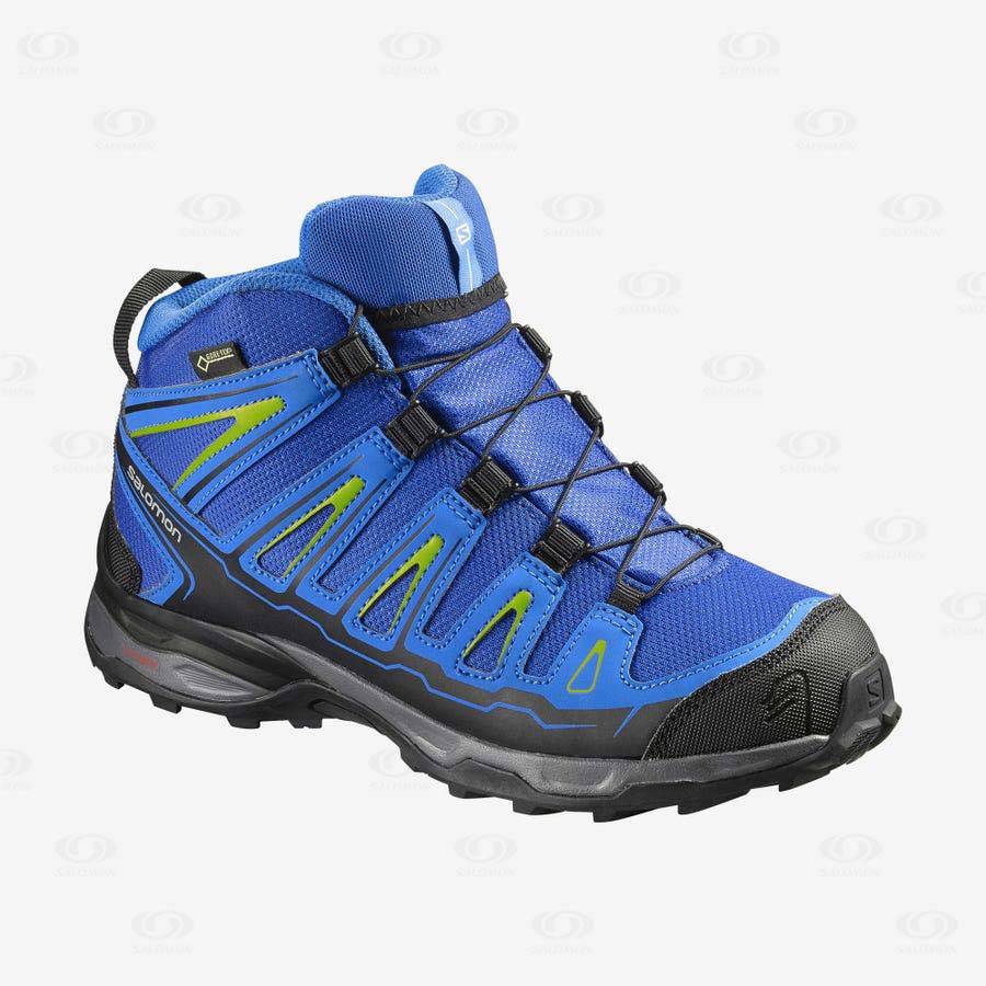 Salomon X-ULTRA MID GORE-TEX Kids\' Hiking Shoes Blue | AU-L1914