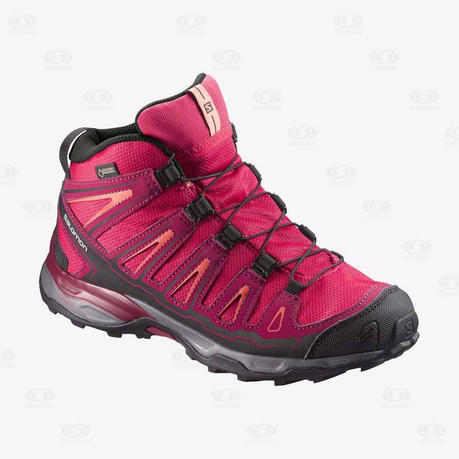 Salomon X-ULTRA MID GORE-TEX Kids\' Hiking Shoes Red | AU-N1904