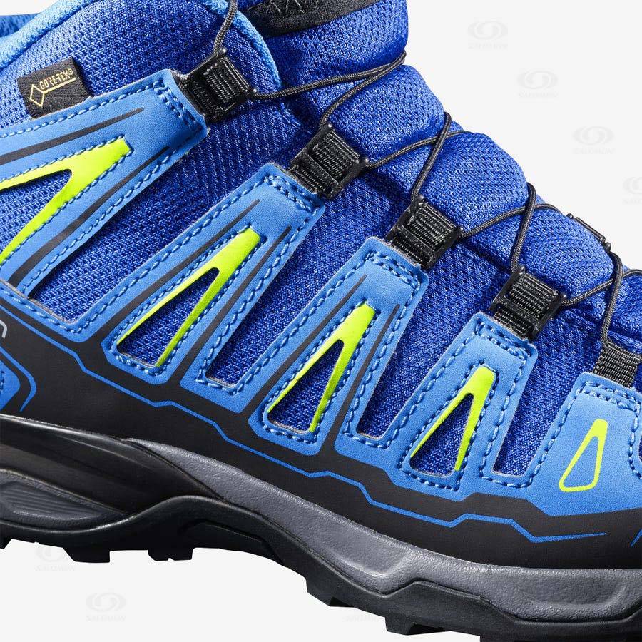 Salomon X-ULTRA MID GORE-TEX Kids' Waterproof Shoes Blue | AU-L2110