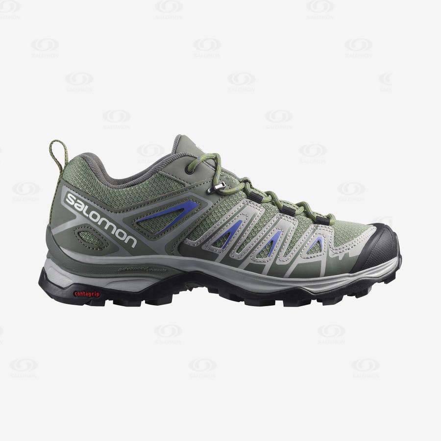 Salomon X ULTRA PIONEER Women\'s Hiking Shoes Green / Grey | AU-L1417