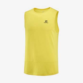 Salomon CROSS RUN Men's T Shirts Yellow | AU-L2194