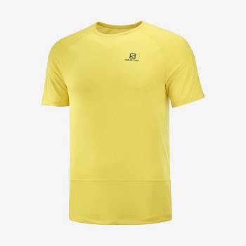 Salomon CROSS RUN Men's T Shirts Yellow | AU-O1588