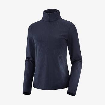 Salomon ESSENTIAL LIGHTWARM Women's Hoodie Navy / Blue | AU-O1140