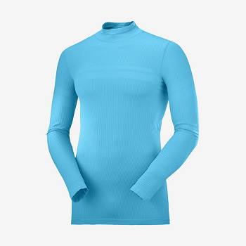 Salomon ESSENTIAL SEAMLESS Men's T Shirts Blue | AU-M1895