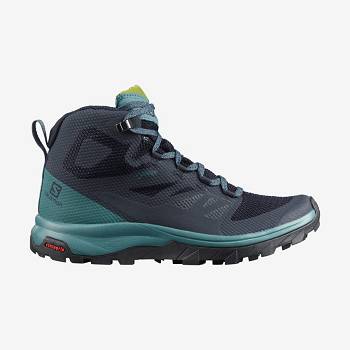 Salomon OUTLINE MID GORE-TEX Women's Hiking Boots Black / Green | AU-O1833