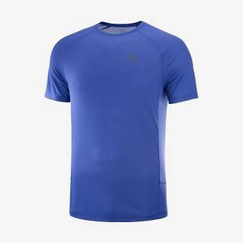 Salomon PROMO CROSS REBEL Men's T Shirts Blue | AU-O1273