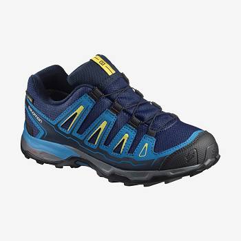 Salomon X-ULTRA MID GORE-TEX Kids' Waterproof Shoes Blue | AU-N1106